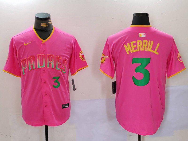 Men San Diego Padres #3 Merrill Pink Joint Name 2024 Nike MLB Jersey style 4->san diego padres->MLB Jersey